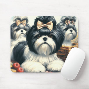 Niedliche Vintage Shih-Tzu-Malerei Mousepad
