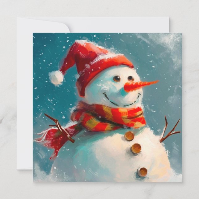 Niedliche Vintage Snowman Weihnachtskarte Feiertagskarte (Vorderseite)