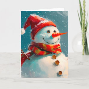 Niedliche Vintage Snowman Weihnachtskarte Feiertagskarte