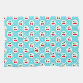 Niedliche Vintage Sommerkirschen auf Light Blue Geschirrtuch