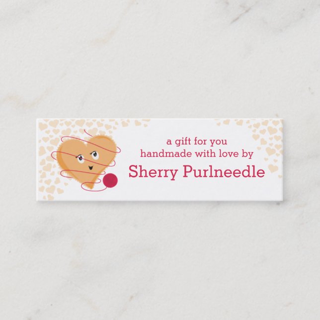 Niedliche Vintage Strickgarne Mini Visitenkarte (Vorderseite)