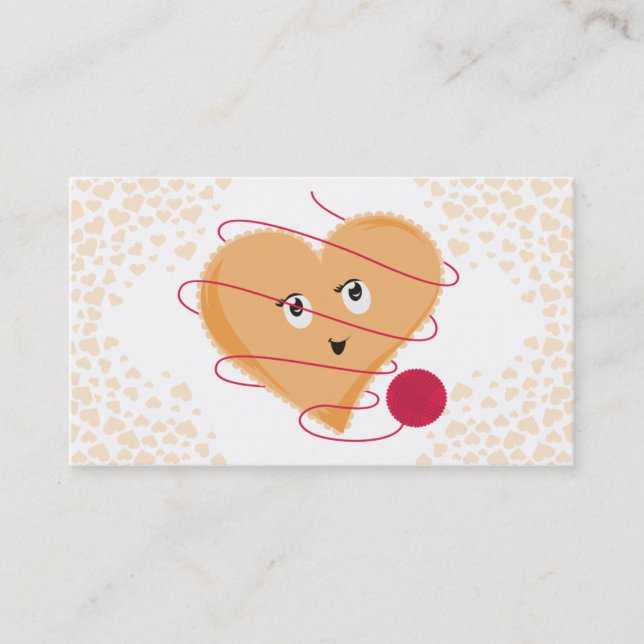 Niedliche Vintage Strickgarne Visitenkarte (Vorderseite)