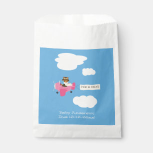 Niedliche Vintage Teddy Bear Pilot Girl Baby Dusch Geschenktütchen