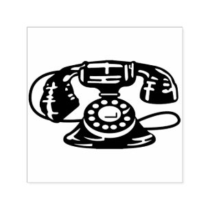 Niedliche Vintage Telefon-Illustration Permastempel