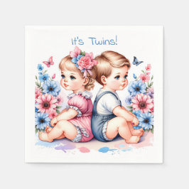Niedliche Vintage Twins | Junge und Mädchen Serviette