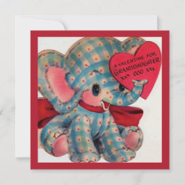 Niedliche Vintage Valentine Grandtochter Elephant Mitteilungskarte