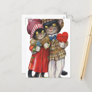 Niedliche Vintage Valentinkatzen Feiertagspostkarte