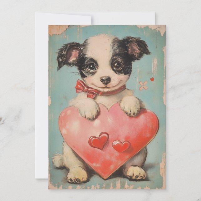 Niedliche Vintage Valentintagskarte Feiertagskarte (Vorderseite)