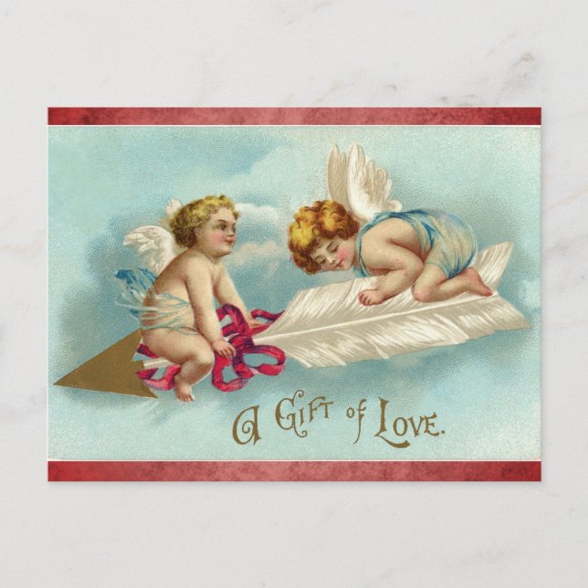 Niedliche Vintage Viktorianische Angel-Liebe Postkarte (Vorderseite)