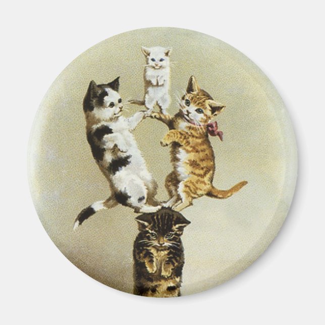 Niedliche Vintage Viktorianische Katzen Kätzchen s Magnet (Vorne)