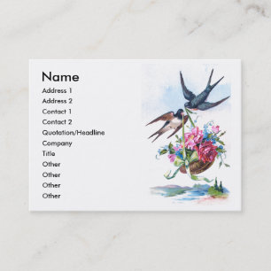 Niedliche Vintage Vögel u. Blumen mit Blumen Visitenkarte