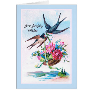 Niedliche Vintage Vögel und Blume