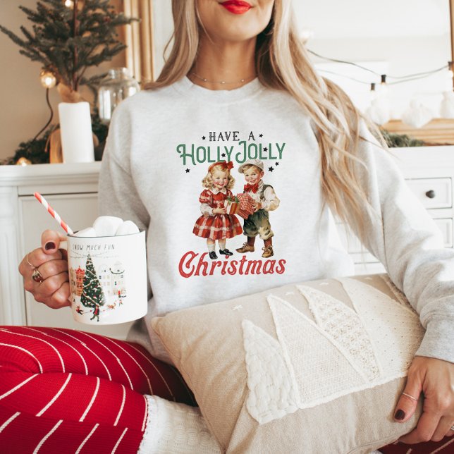 Niedliche Vintage Weihnachten im Jolly-Stil Sweatshirt (Von Creator hochgeladen)