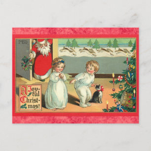 Niedliche Vintage Weihnachtskinder Weihnachten Postkarte