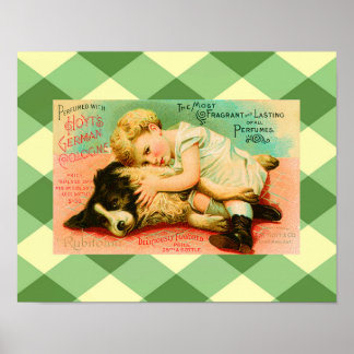 Niedliche Vintage Werbung für Parfüm Poster