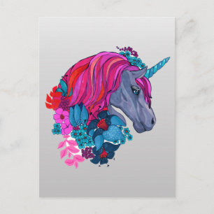 Niedliche Violet Magic Unicorn Fantasy Illustratio Postkarte