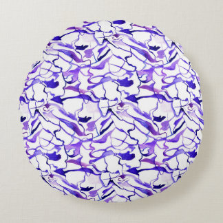Niedliche violette Aquarellmuster abstrakte Linien Rundes Kissen