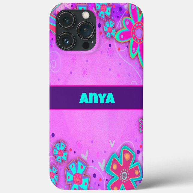 Niedliche violette Blumen Mädchentauglichkeit Case-Mate iPhone Hülle (Rückseite)