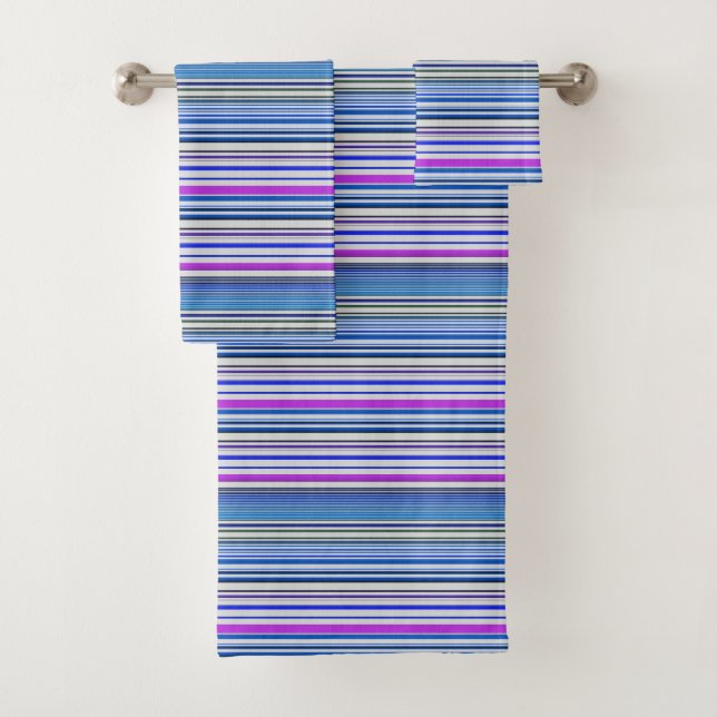 Niedliche violette Streifen Badhandtuch Set (Insitu)