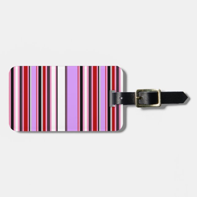Niedliche violette Streifen Gepäckanhänger (Vorderseite horizontal)