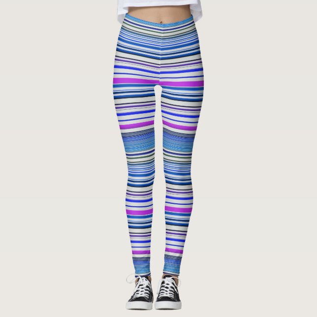 Niedliche violette Streifen Leggings (Vorderseite)