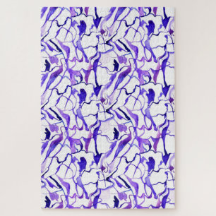 Niedliche violette Wasserfarbe abstrakte Linien Mu Puzzle