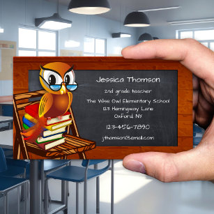 Niedliche Visitenkarte für Owl Chalkboard-Lehrer