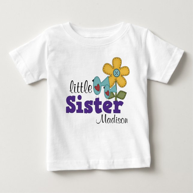 Niedliche Vögel Daisy Blume Little Sister Baby T-shirt (Vorderseite)