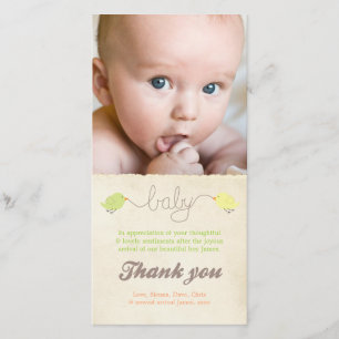 Niedliche Vögel danken Ihnen Dankeskarte