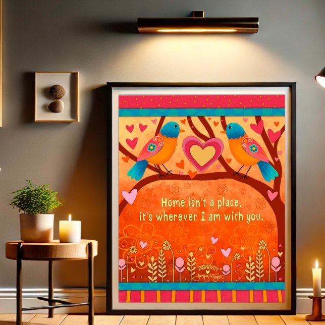 Niedliche Vögel, die Zuhause-Zitat-Inspirivity Ins Poster (Von Creator hochgeladen)