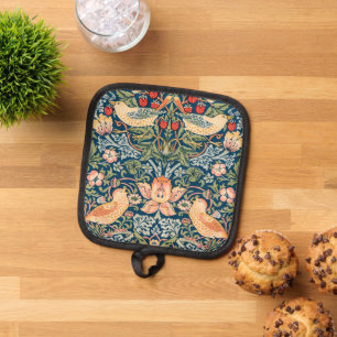 Niedliche Vögel, Erdbeerdiebstahl Vintage Kunst Topflappen