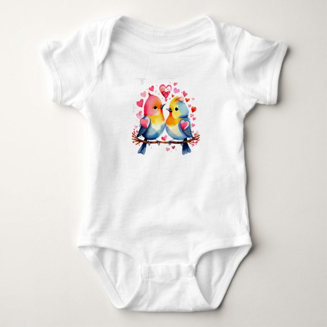 Niedliche Vögel in Liebe Baby Strampler (Vorderseite)