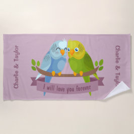 Niedliche Vögel individuelle Namen Strandhandtuch