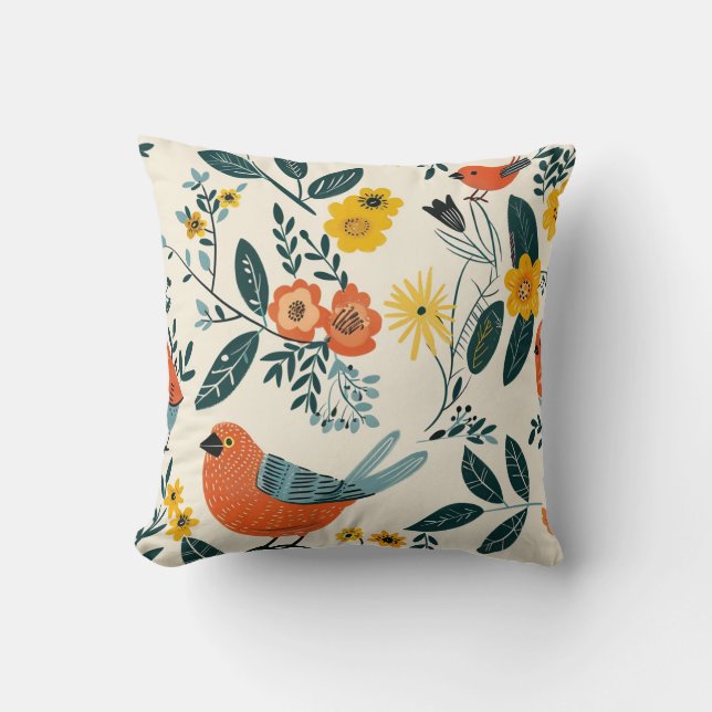 Niedliche Vögel Kissen (Vorderseite)