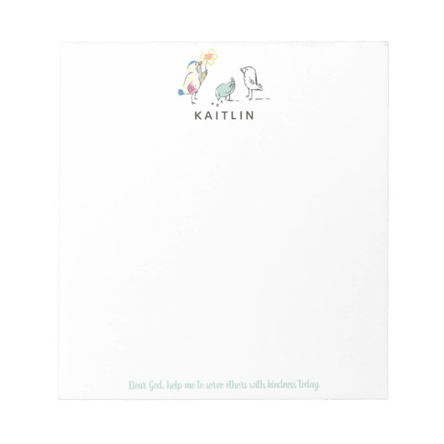 Niedliche Vögel Liebe Gott helfe mir zu dienen Notizblock (Vorderseite)
