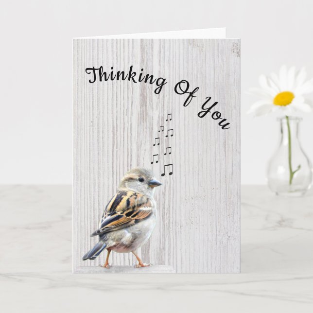 Niedliche Vogel-Musiknoten denken an Ihre Karte (Kleine Pflanze)