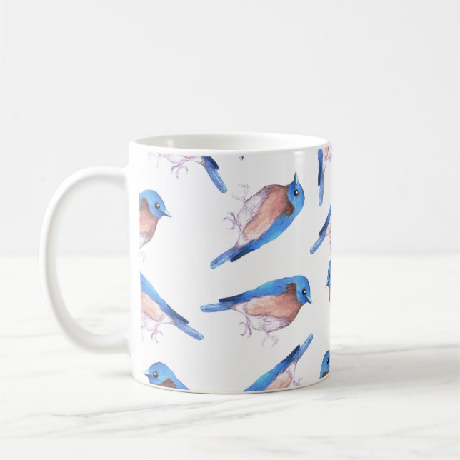Niedliche Vögel Ostdrosseln Watercolor Kaffeetasse (Links)