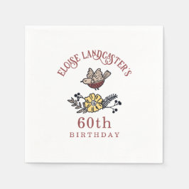 Niedliche Vögel und Blume Personalisiert Geburtsta Serviette