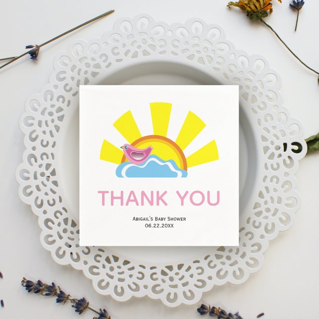 Niedliche Vogel- und Sonnenbücher für Babydusche V Serviette (Von Creator hochgeladen)