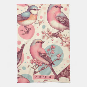 Niedliche Vögel Vintage Malerei Geschirrtuch