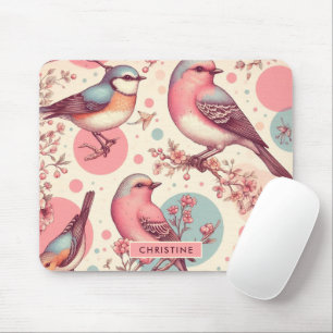 Niedliche Vögel Vintage Malerei Mousepad