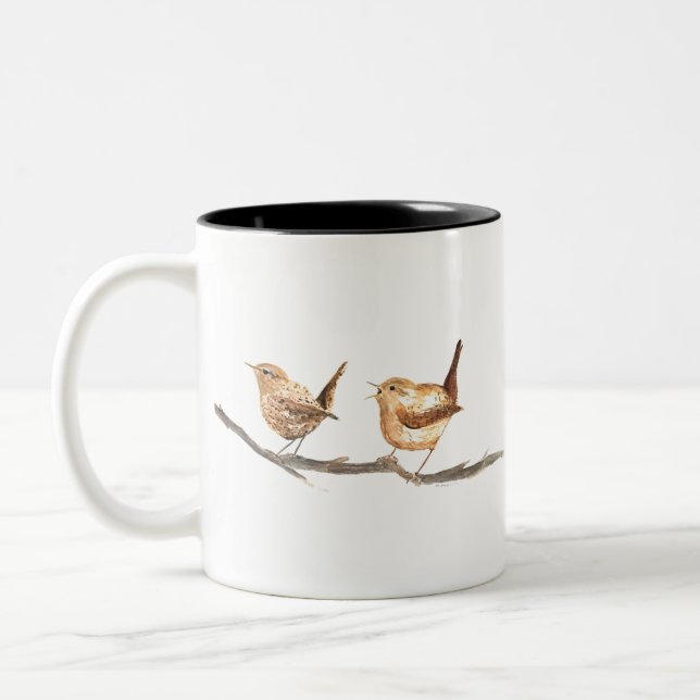 Niedliche Vogelarten Kinderzimmer Aquarell Zweifarbige Tasse (Links)