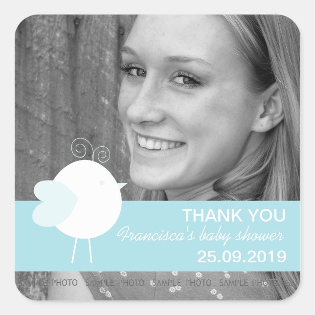 Niedliche Vogelscheuchen Kinderdusche bevorzugt Fo Quadratischer Aufkleber (Vorderseite)