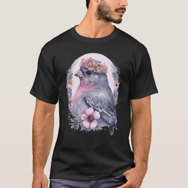 Niedliche Vogelvögel Blume Kronenvögel 1 T-Shirt (Vorderseite)