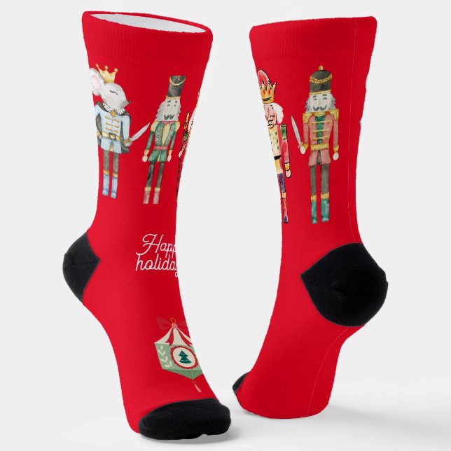 Niedliche Volkskunst Nutcracker Traditionelles Wei Socken (Gewinkelt)