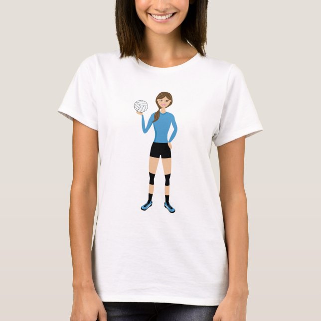 Niedliche Volleyball Girl Cartoon Illustration T-Shirt (Vorderseite)