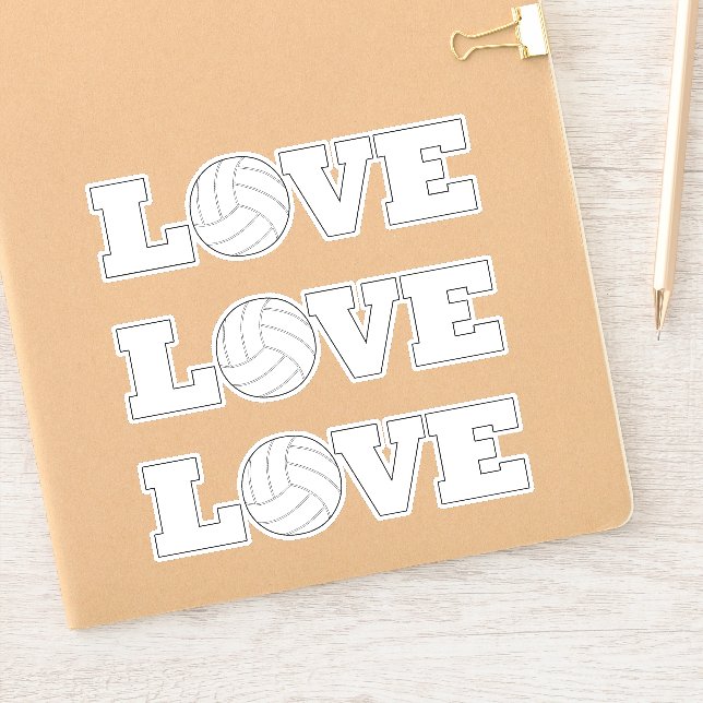 Niedliche Volleyball LIEBE Spaß Dekorative Sportsp Aufkleber (Notizbuch)