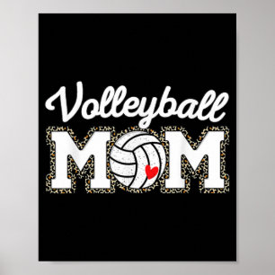 Niedliche Volleyball Mama Leopard Print Mütter Tag Poster