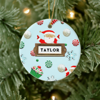 Niedliche Volleyball-Weihnachtskollektiv Keramik Ornament