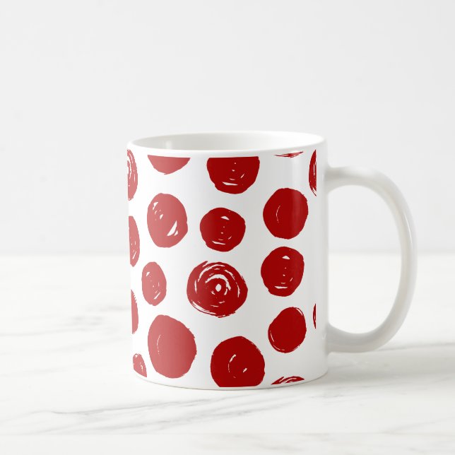 Niedliche, von der Hand gezogene Polka-Punkte Kaffeetasse (Rechts)